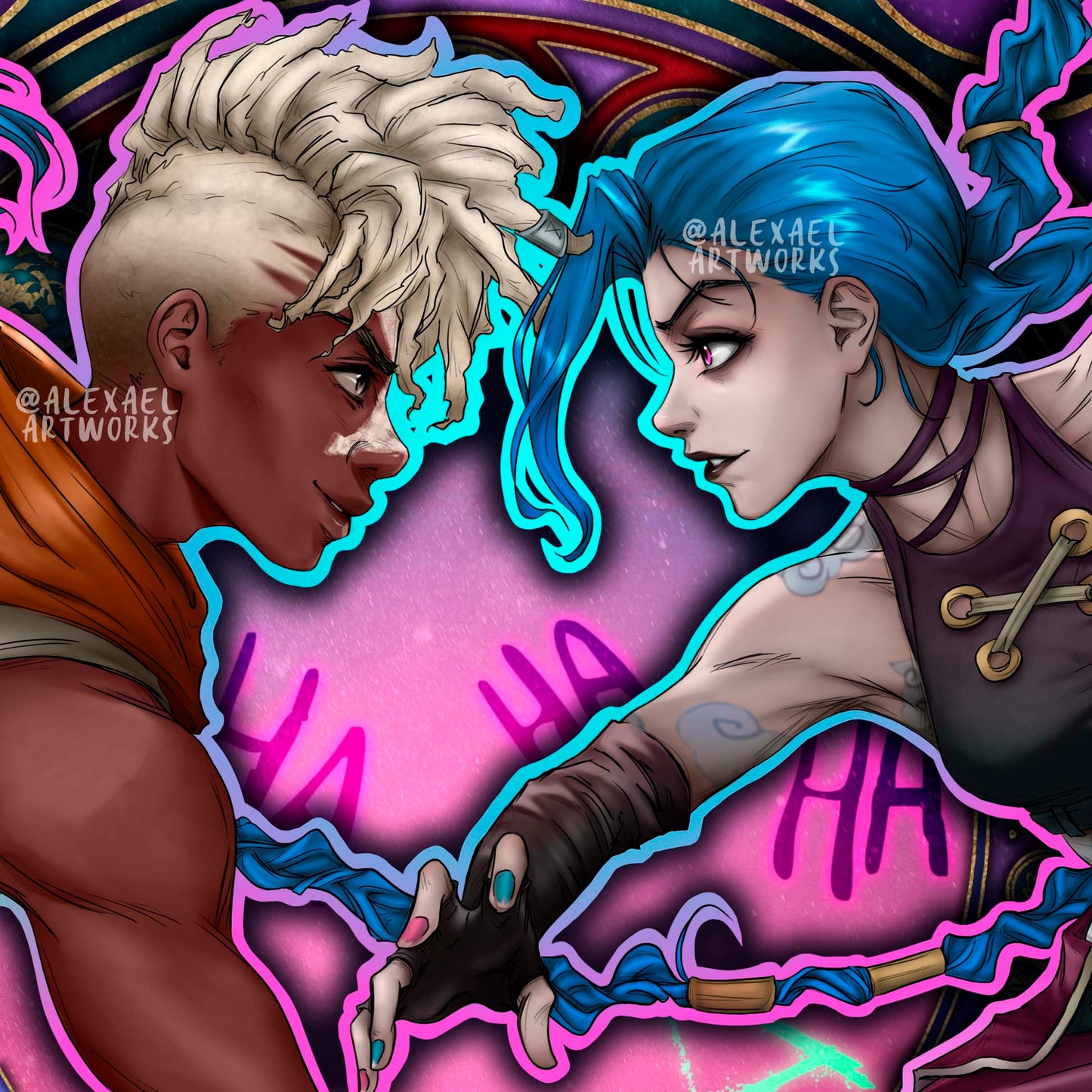 Ekko & Jinx in Art Nouveau style (Je te hais)