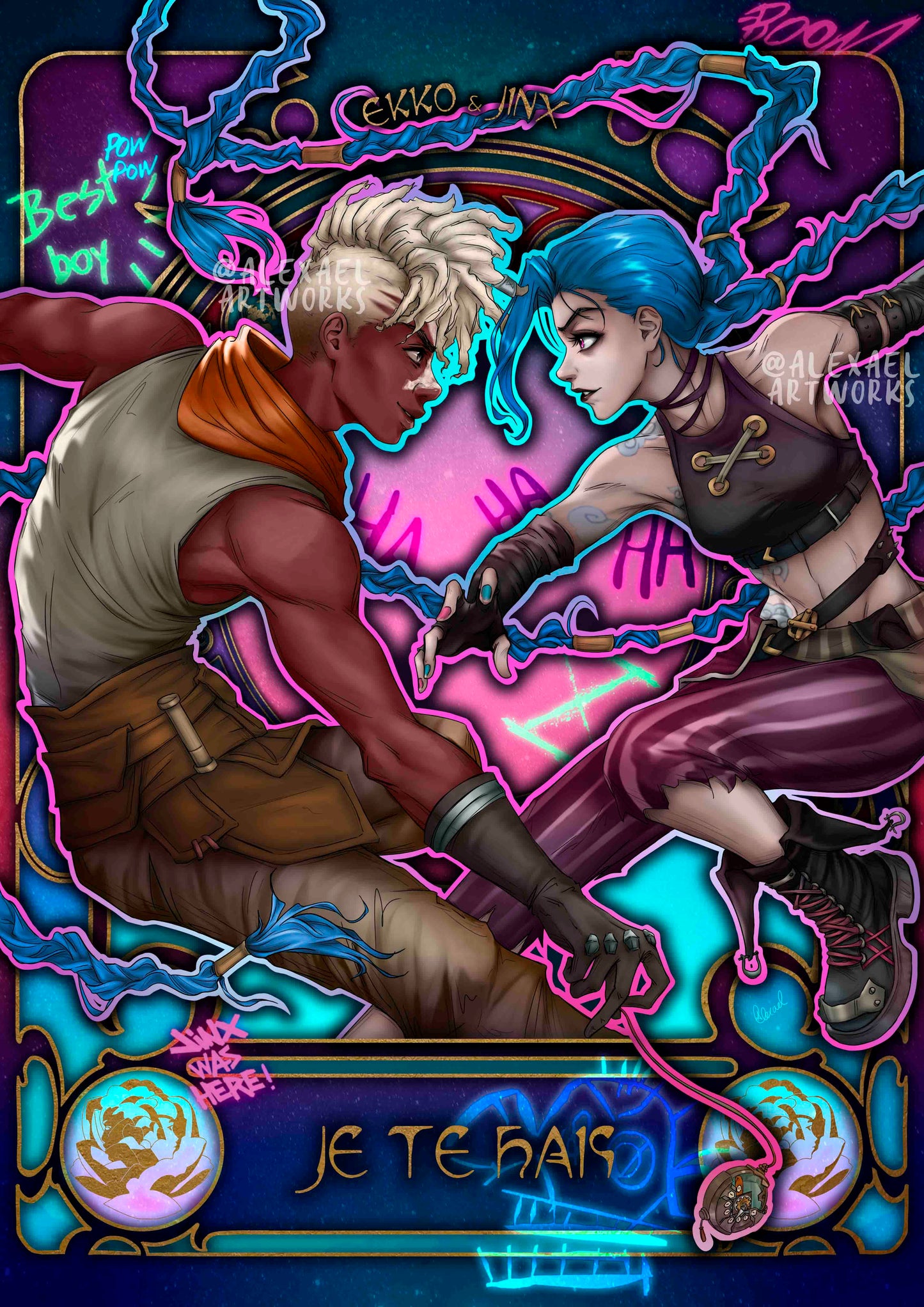 Ekko & Jinx in Art Nouveau style (Je te hais)