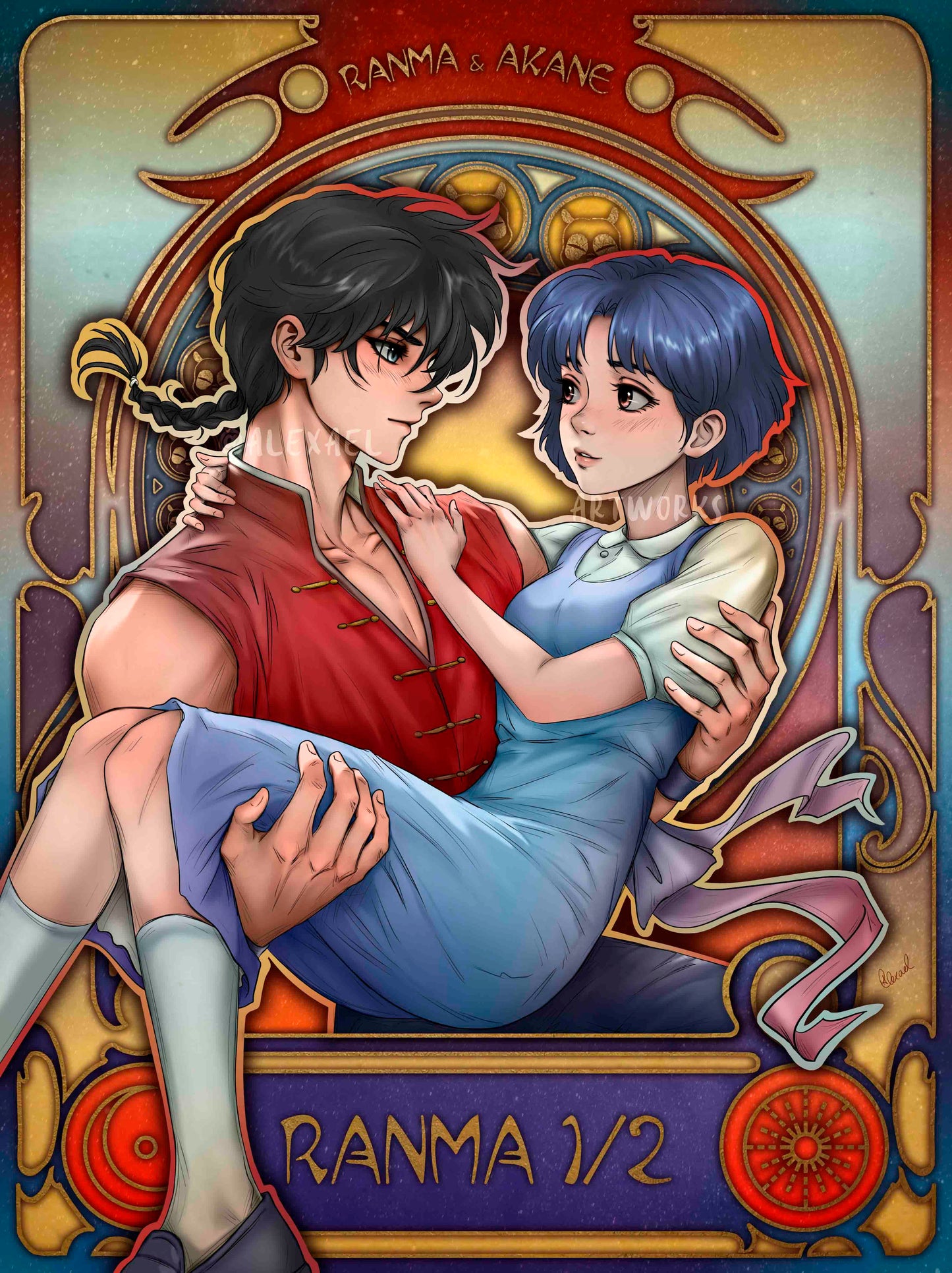 Ranma & Akane in Art Nouveau style