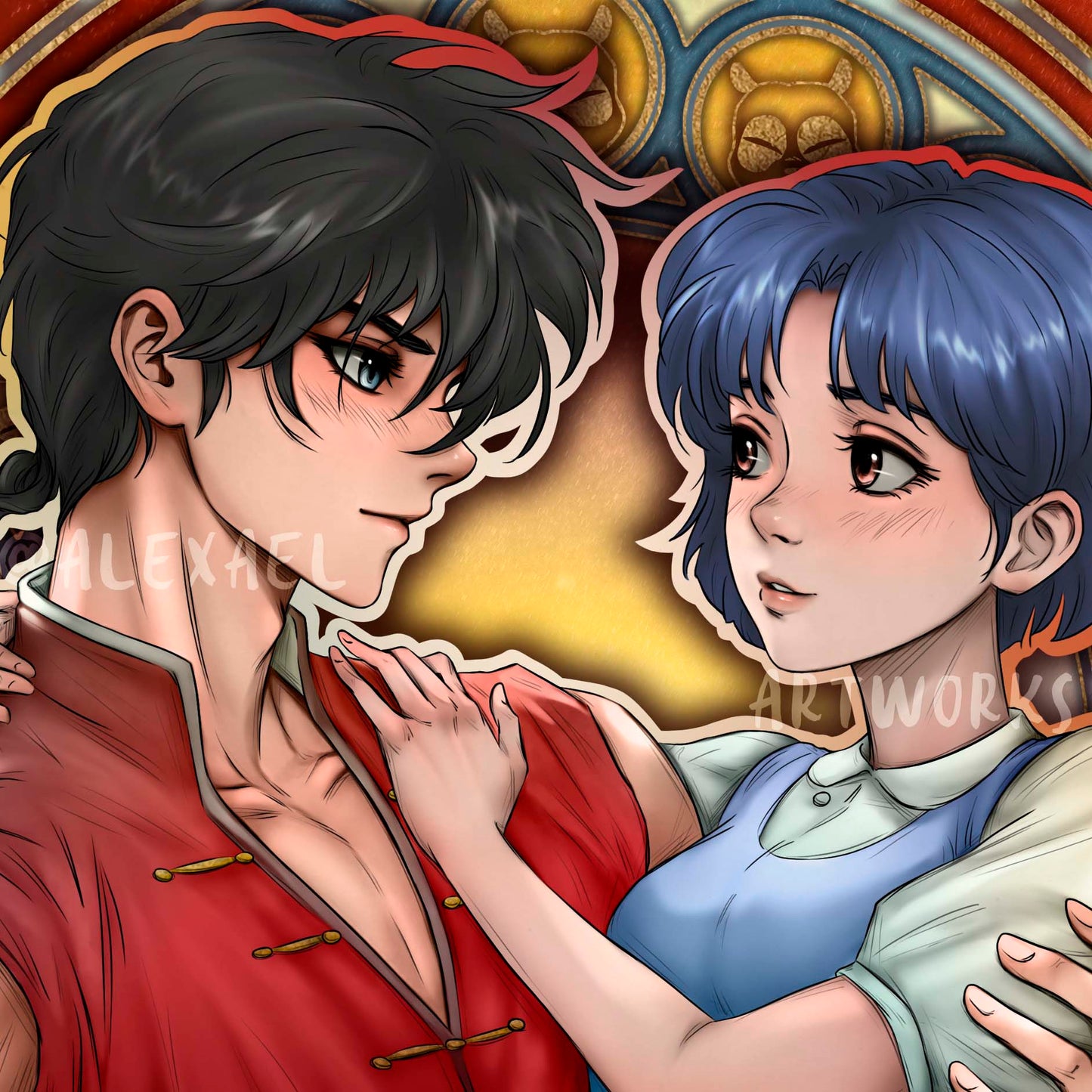 Ranma & Akane in Art Nouveau style