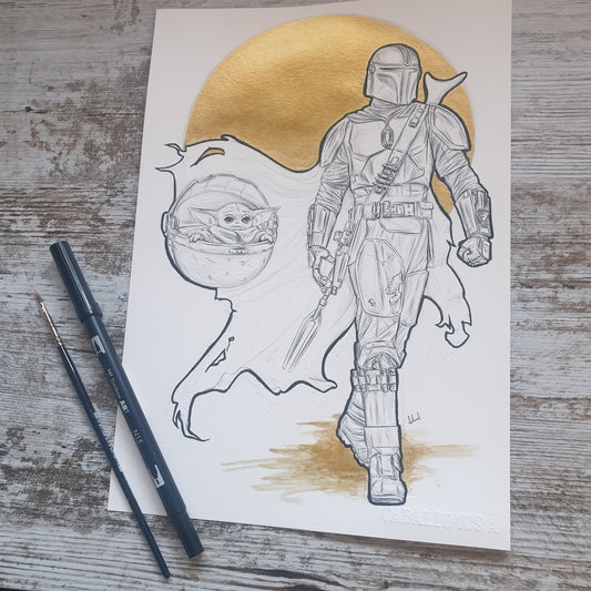 Mando (ink and gold)