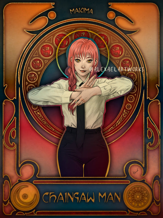 Makima in Art Nouveau style