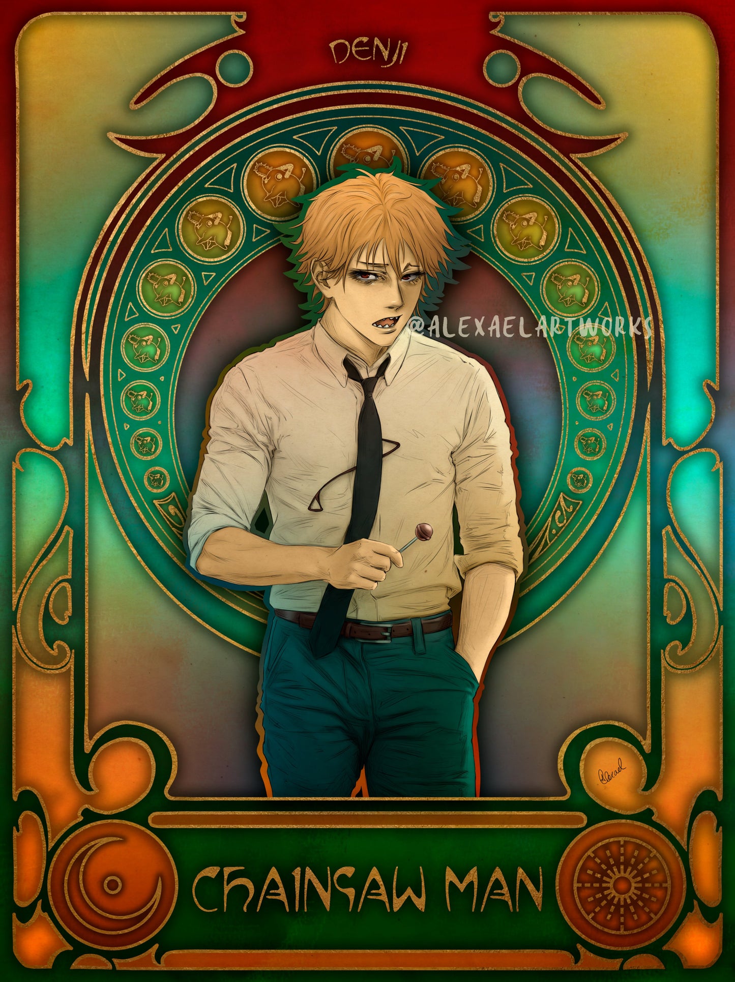 Denji in Art Nouveau style