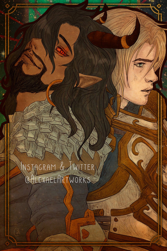 Wrathion &amp; Anduin in Art Nouveau style