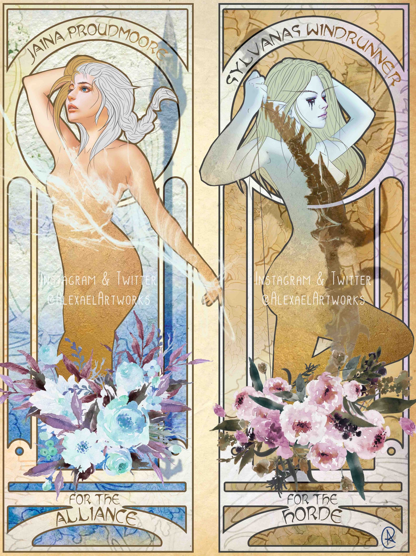 Jaina & Sylvanas in Art Nouveau style