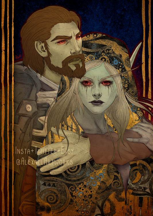 Sylvanas & Nathanos in Art Nouveau style